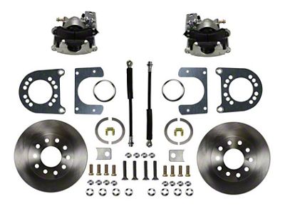 LEED Brakes Rear Disc Brake Conversion Kit with Vented Rotors for Ford New Style 9-Inch Large Bearing Rear Axles; Zinc Plated Calipers (64-70 Falcon; 64-69 Comet)