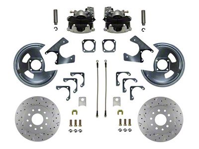 LEED Brakes Rear Disc Brake Conversion Kit with MaxGrip XDS Rotors; Zinc Plated Calipers (64-77 Chevelle, Malibu)