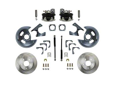 LEED Brakes Rear Disc Brake Conversion Kit with Vented Rotors; Zinc Plated Calipers (64-77 Chevelle, Malibu)