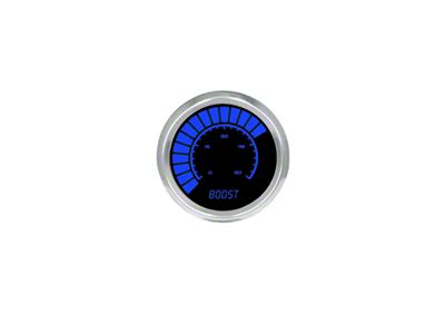 LED Digital Boost Gauge with Chrome Bezel; 2-1/16-Inch; Blue; 0-60 PSI (Universal; Some Adaptation May Be Required)