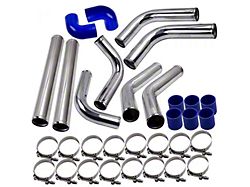 2.50-Inch Aluminum Intercooler Piping and Hose Kit; Blue (Universal; Some Adaptation May Be Required)