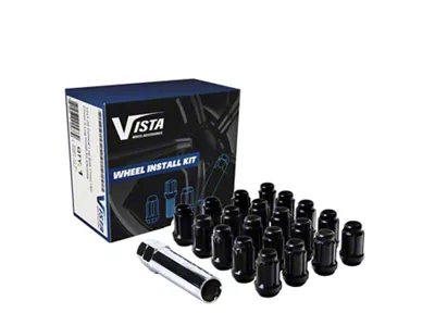 Black Acorn Spline Lug Nuts; M12x1.5; Set of 20 (84-96 Corvette C4)