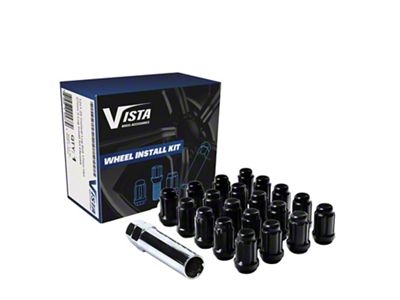 Black Acorn Spline Lug Nuts for Aftermarket Wheels; M12x1.5; Set of 24 (84-96 Corvette C4)