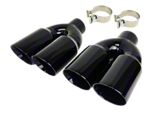 Quad Staggered Slant Cut Exhaust Tips; 4-Inch; Gloss Black (Fits 3-Inch Tailpipe)