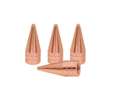 Rose Gold Spike Valve Caps; 4-Pack (Universal; Some Adaptation May Be Required)
