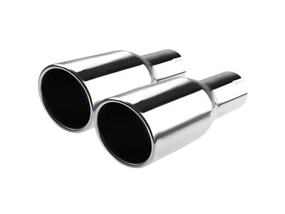 Angled Cut Round Exhaust Tips; 3.80-Inch; Polished (Fits 2.50-Inch Tailpipe)