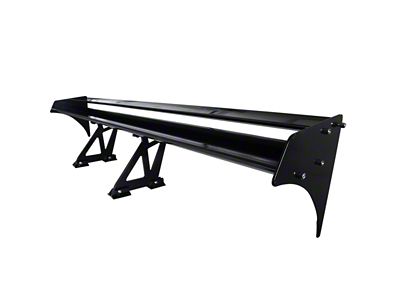 Double Deck Aluminum Non-Adjustable Trunk Spoiler Wing; 52-Inch (Universal; Some Adaptation May Be Required)
