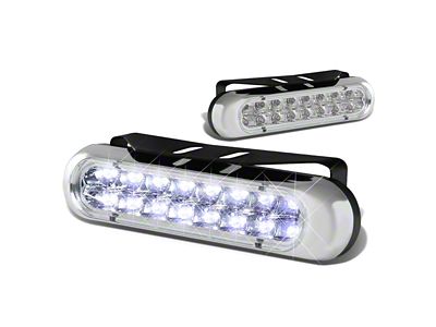 16-LED Rectangular Fog Lights; Clear (Universal; Some Adaptation May Be Required)