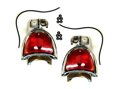 Tail Lights; Chrome Bezel; Red Lens (1957 150, 210, Bel Air, Nomad)