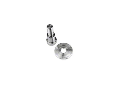1/2-Inch-13 GM Door Striker Bolt Kit; Aluminum Striker Plate Style 2; Machined Finish (73-76 El Camino)