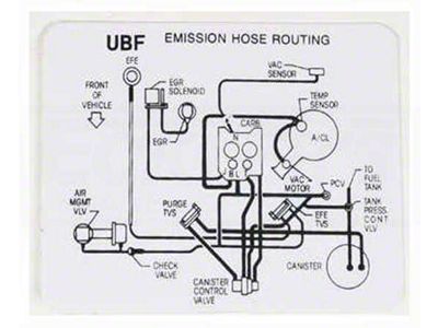 El Camino 305-4V, Automatic Transmission, Emission And HoseRouting, Decal, 1985