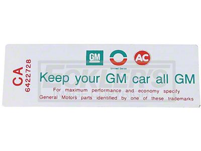 Air Cleaner Decals 68-69 307/200, Hp, Keep Your Gm All Gm