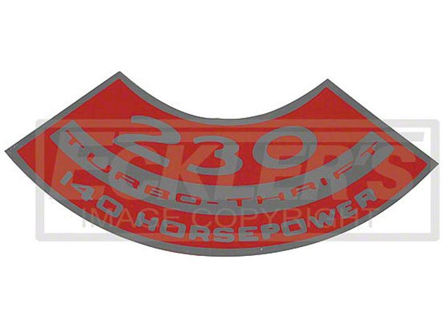 El Camino Air Cleaner Decal Inline 6, 230 Turbo-Thrift, 140HP, 1965-1967