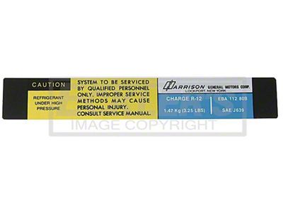 El Camino Air Conditioning Evaporator Box Decal, Harrison, 1980
