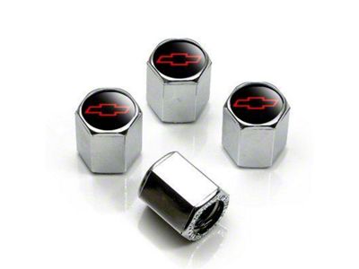 Black With Red Bowtie, Set Of 4 Aluminum Valve Stem Caps W/b