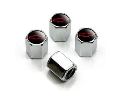 El Camino Aluminum Valve Stem Caps With Bowtie Set Of 4 Black With Red Bowtie