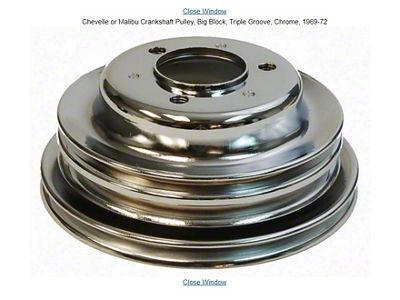 El Camino Balancer Pulley, Chrome, Triple Groove BB , 1969-72