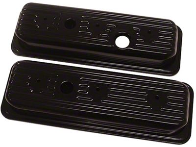 El Camino Black Valve Covers, Ball Milled, 4.3L V6, 1985-1987