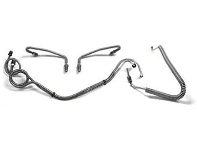 El Camino Front Brake Line Set, Dual Piston Caliper Lines With 1/2 Fittings, Stainless Steel, 1967-1968