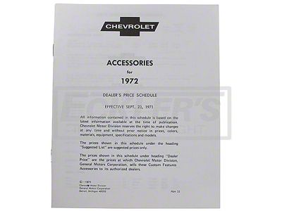 El Camino Custom Features And Accessories Manual, 1972