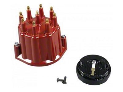 El Camino Distributor Cap & Rotor, With Male Terminals, For Billet Flame-Thrower Distributor, PerTronix, Red, 1964-83
