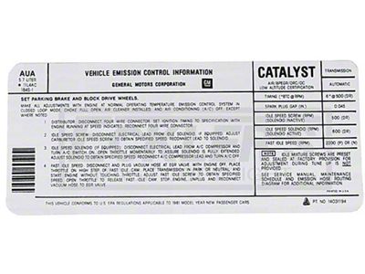 Emission Decal,3505.7 AT,1981