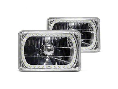 El Camino Headlight 6 Rectangle White Diamond With Multi-Color LED Halo, 1982-1987