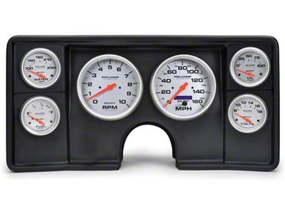 El Camino Instrument Cluster Panel, Black Finish, With Ultra-Lite Gauges, 1982-1987