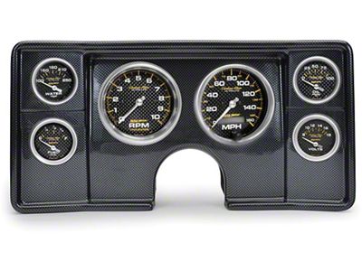 El Camino Instrument Cluster Panel, Carbon Fiber Finish, With Carbon Fiber Series Gauges, 1982-1987
