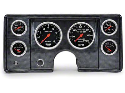 El Camino Instrument Cluster Panel, Carbon Fiber Finish, With Sport Comp Gauges, 1978-1981