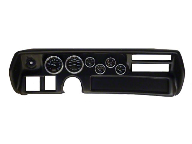 El Camino Instrument Cluster Panel, Super Sport SS Style, Black Finish, With Carbon Fiber Series Gauges, 1970-72