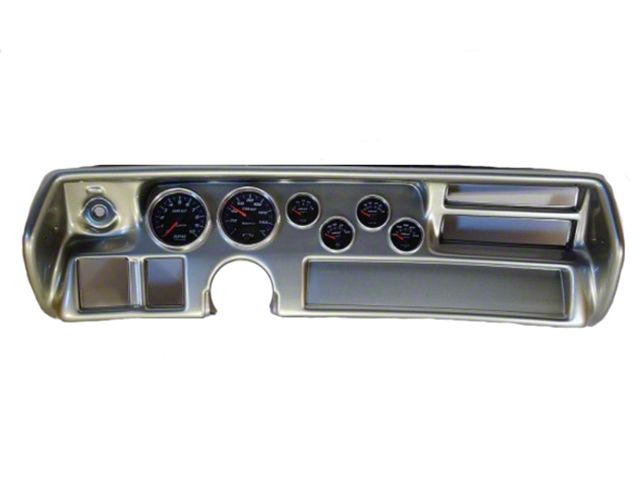 El Camino Instrument Cluster Panel, Super Sport SS Style, Aluminum Finish, With Carbon Fiber Series Gauges, 1970-72