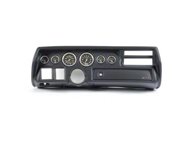 El Camino Instrument Cluster Panel, Sweep Style, Black Finish, With Phantom Gauges, 1970-1972