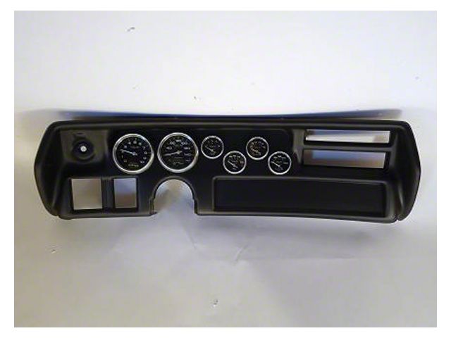 El Camino - Instrument Cluster Panel, Sweep Style, Black Finish, With Carbon Fiber Series Gauges, 1970-1972