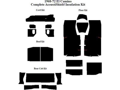 El Camino Insulation, QuietRide, AcoustiShield, Complete Kit, 1968-1972