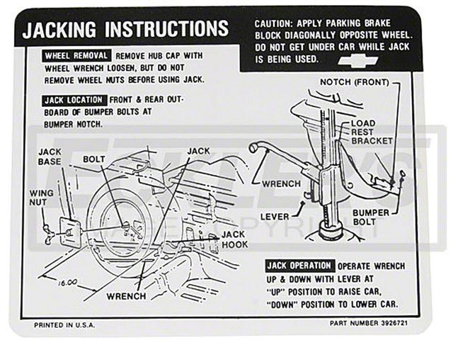 Jacking Instruction Decal,68-69