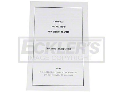 El Camino Operation Instructions, AM-FM Stereo Adaptor, 1966-1967