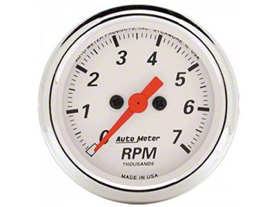 Auto Meter Arctic White Series 2-1/16-Inch In-Dash Tachometer; 0-7000 RPM