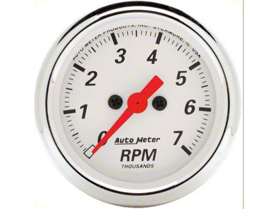 Auto Meter Old Tyme White Series 2-1/16-Inch In-Dash Tachometer; 0-7000 RPM