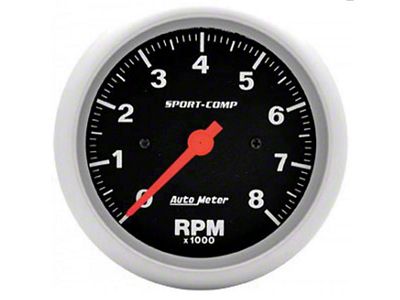 Auto Meter Sport-Comp Series 3-3/8-Inch In-Dash Tachometer; 0-8000 RPM