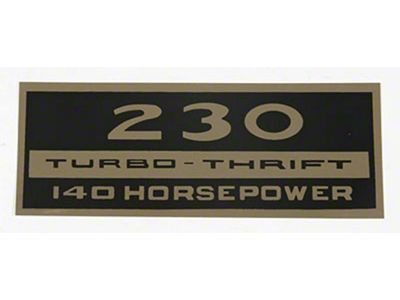 El Camino Valve Cover Decal, 230 Turbo-Thrift, 140 Hp, 1965-1969