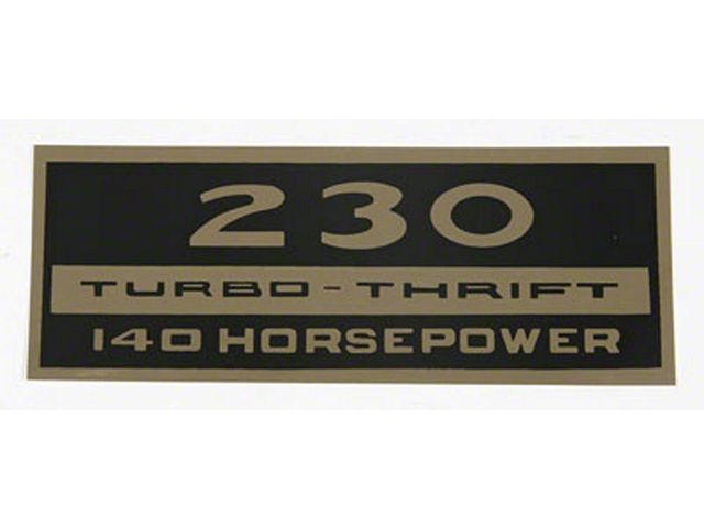 El Camino Valve Cover Decal, 230 Turbo-Thrift, 140 Hp, 1965-1969