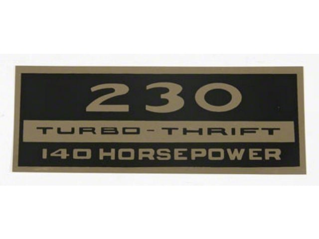 El Camino Valve Cover Decal, 230 Turbo-Thrift, 140 Hp, 1965-1969