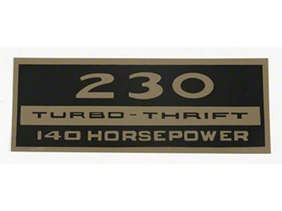 El Camino Valve Cover Decal, 230 Turbo-Thrift, 140 Hp, 1965-1969
