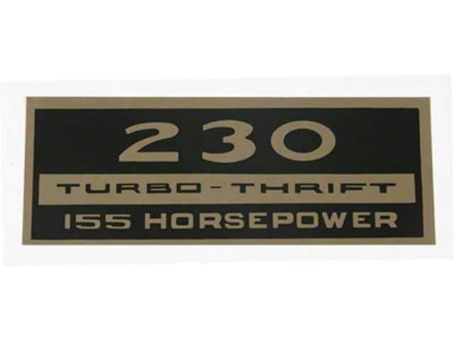 El Camino Valve Cover Decal, 230 Turbo-Thrift, 155 Hp, 1964