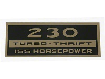 El Camino Valve Cover Decal, 230 Turbo-Thrift, 155 Hp, 1964
