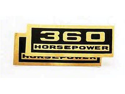 El Camino Valve Cover Decals 360 Hp, 1970