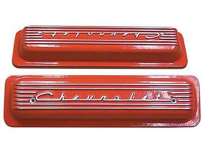 El Camino Valve Covers, Classic-Style, Aluminum, Orange, 1959-1987