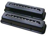 El Camino Valve Covers, Small Block, With Raised ChevroletScript, With Fins, Pair, 1959-1985