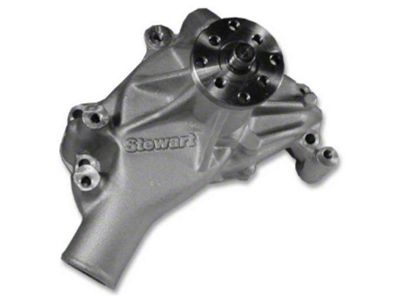 Water Pump, SB, Polished Aluminum, Hi-Flo, Long, Stewart (69-72 El Camino)